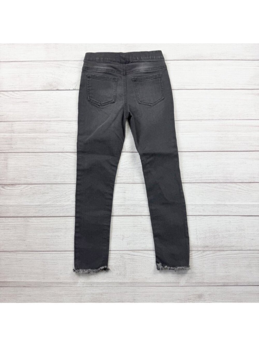 Denim Co Black Distressed Jeggings Girls Elastic Waist Frayed Hem 9-10 - Picture 3 of 3